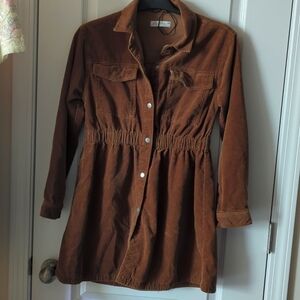 Zara corduroy snap front dress, light brown. Girl size 13/14 wms xs